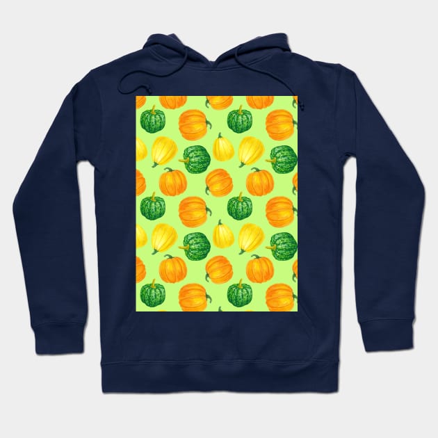 Pumpkins watercolor pattern 2 Hoodie by katerinamk